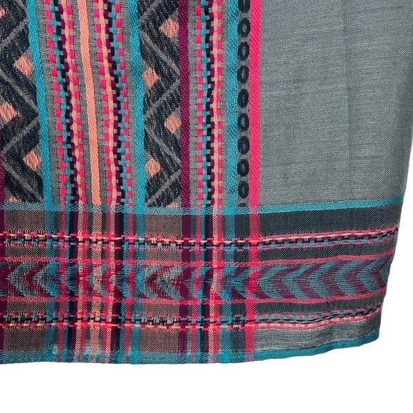 CAPELLI Scarf Infinity Aztec Southwestern Embroidered Boho Sheer Lightweight NWT - Picture 6 of 14